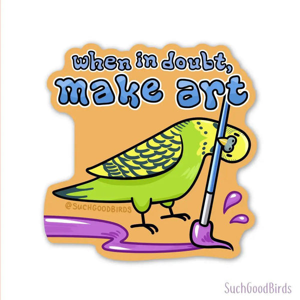 Parakeet Make Art - 3" Waterproof Vinyl Stickers