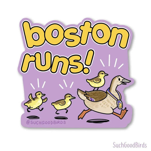 Boston Runs- 3" Waterproof Vinyl Sticker souvenir bird ducks