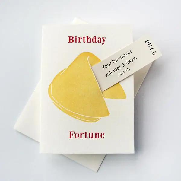 Hangover Birthday Fortune - Letterpress Birthday Card