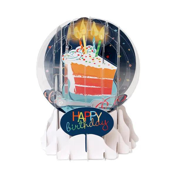 Big Slice Of Cake Snow Globe Pop-Up Card