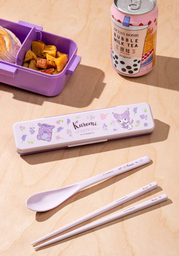 Skater: Kuromi Chopstick and Spoon with Case (Floral Wreath)