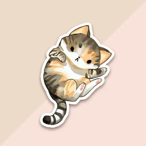 Vinyl Sticker Tricolor Tabby Cat Sparkles