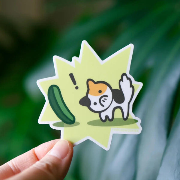 Vinyl Sticker Cucumber VS Calico Cat