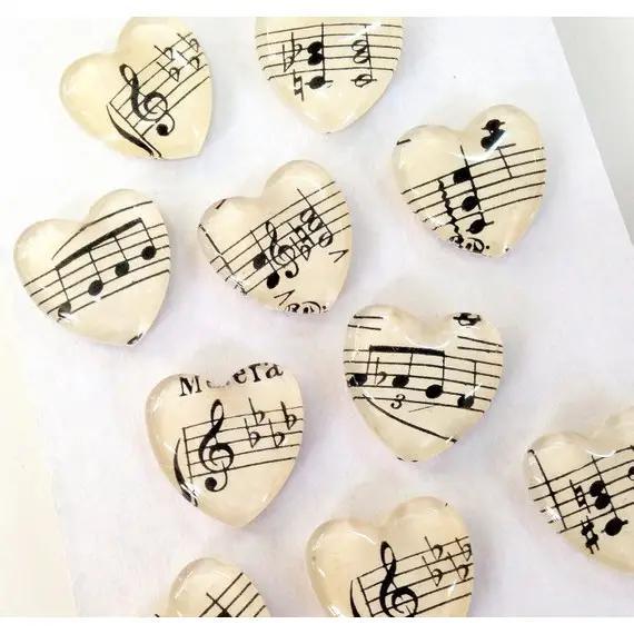 Vintage Sheet Music - Heart Magnets - Set of 2