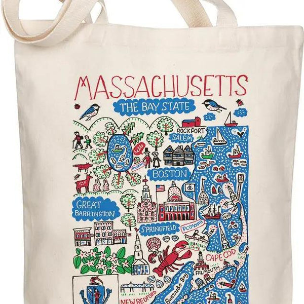 Massachusetts Boutique Map Art Tote