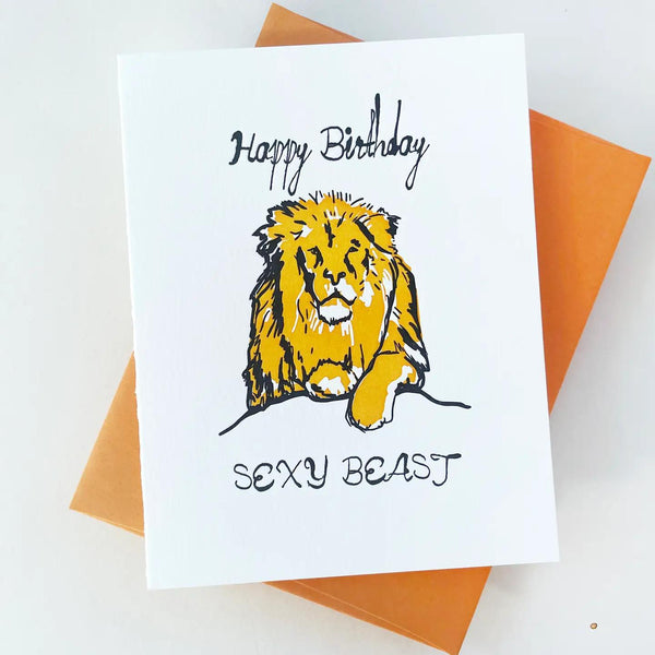 Sexy Beast Birthday - Letterpress Birthday Greeting Card