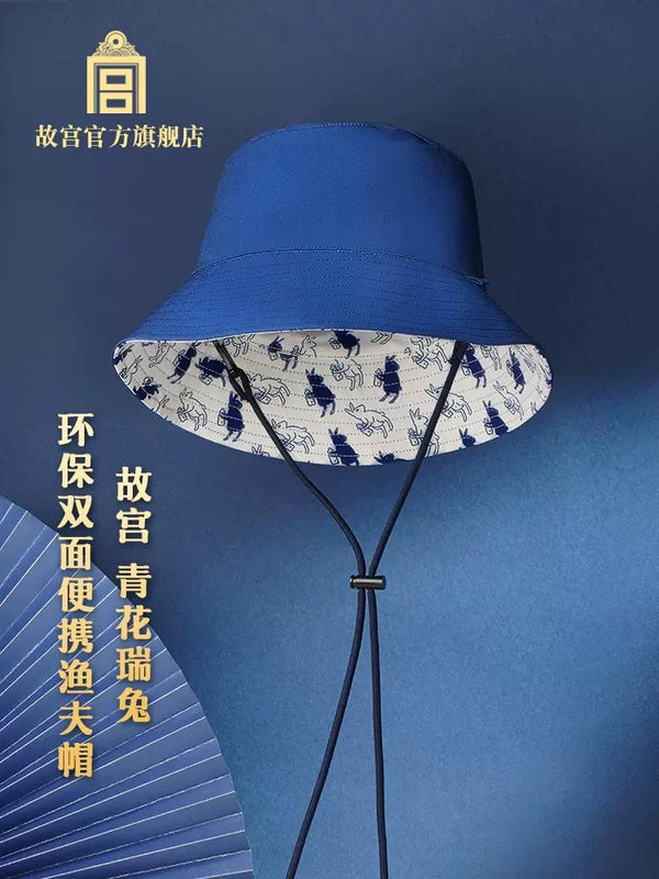 The Palace Blue Rabbit Bucket Hat 青花瑞兔·环保双面便携渔夫帽