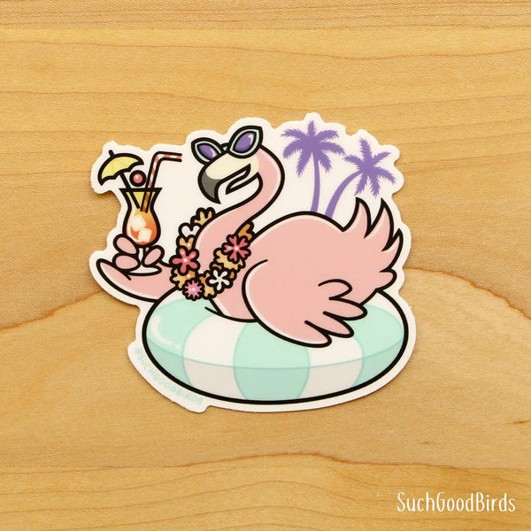 Party Flamingo - 3" Waterproof Vinyl Stickers