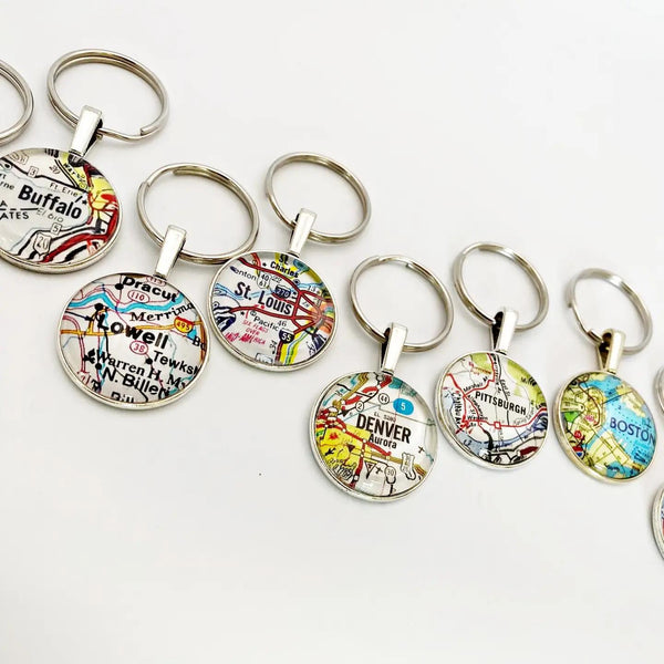 Boston Vintage Map Keychain (1pk,Random Style)