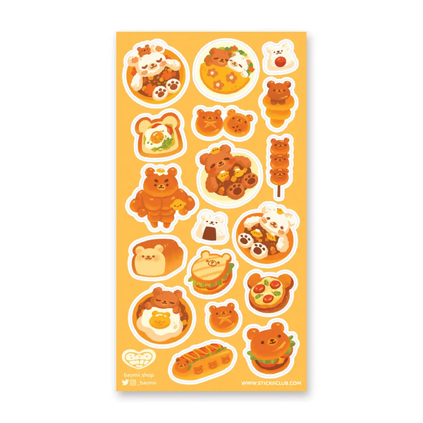 Beary Kawaii Dishes Sticker Sheet