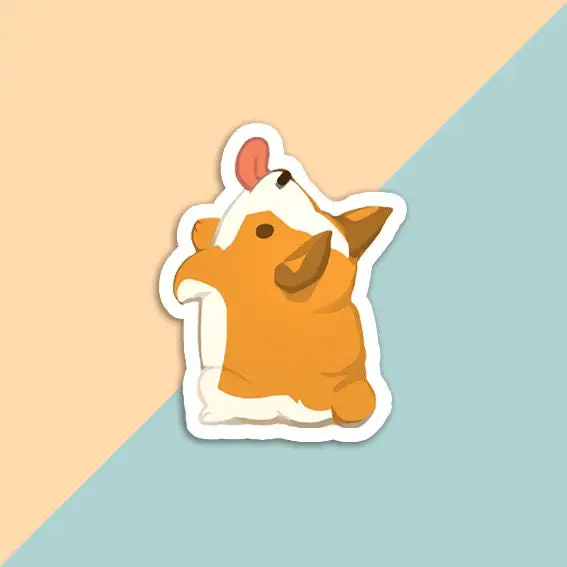 Vinyl Sticker Licking Corgi