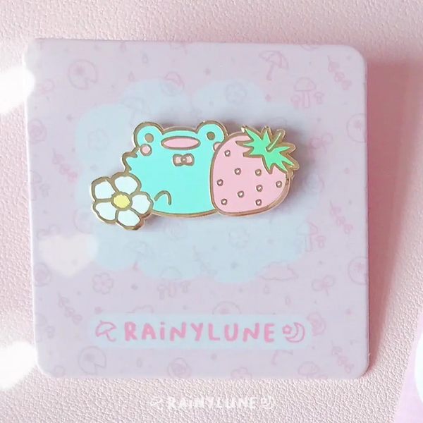 Strawberry Friend the Frog Pin