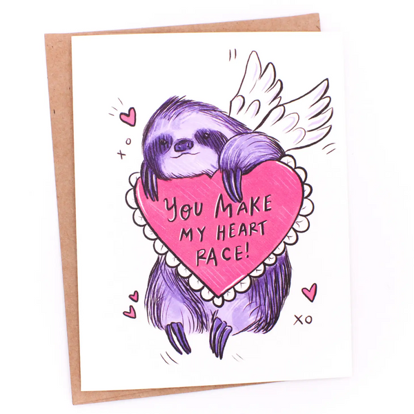 Cupid Sloth Valentine's Day Greeting Card