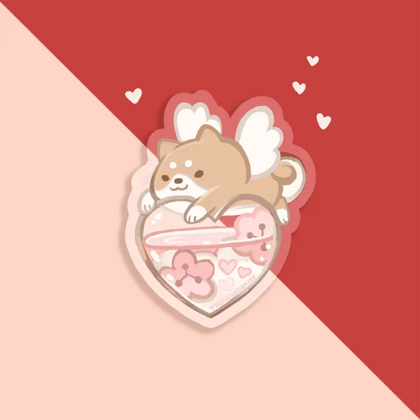 Vinyl Sticker (Transparent) Shiba's Blooming Heart